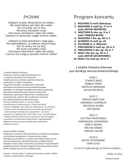 CHOPIN I GITARA program